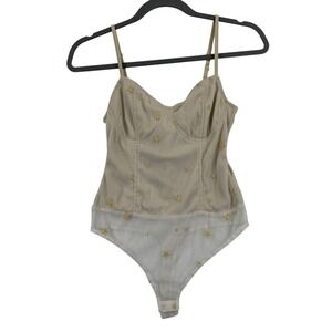 Le Lis Collection Star Bodysuit‎ Beige Gold Adjustable Strap Size S